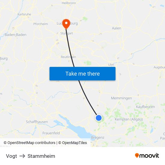 Vogt to Stammheim map