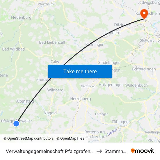 Verwaltungsgemeinschaft Pfalzgrafenweiler to Stammheim map