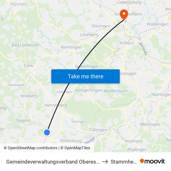 Gemeindeverwaltungsverband Oberes Gäu to Stammheim map