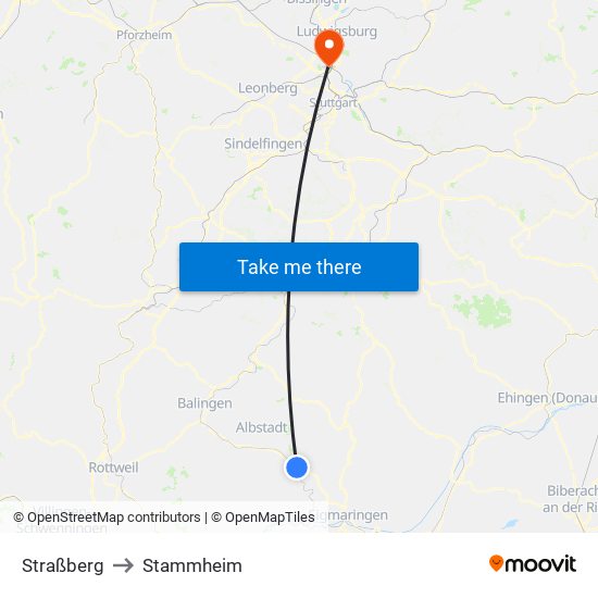 Straßberg to Stammheim map