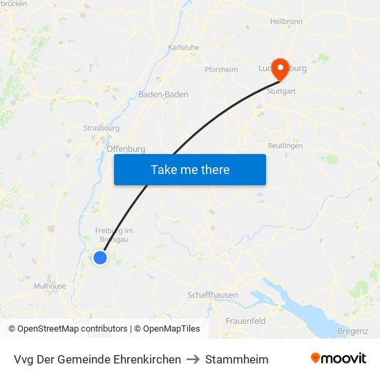 Vvg Der Gemeinde Ehrenkirchen to Stammheim map