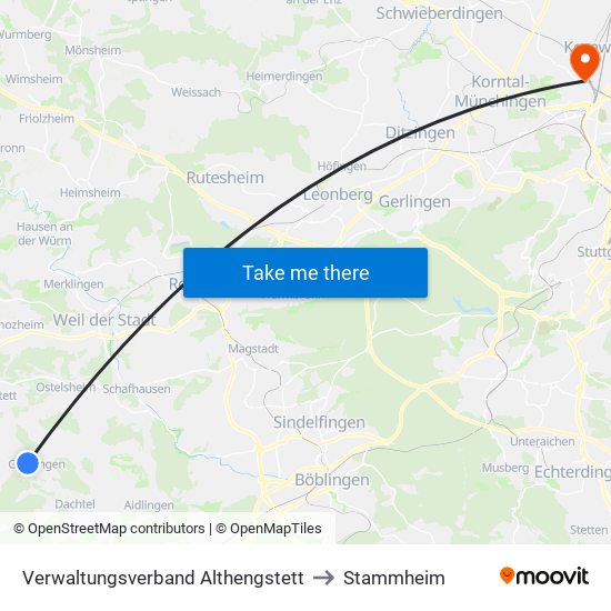 Verwaltungsverband Althengstett to Stammheim map