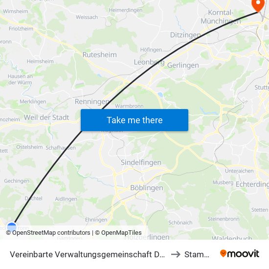 Vereinbarte Verwaltungsgemeinschaft Der Stadt Herrenberg to Stammheim map