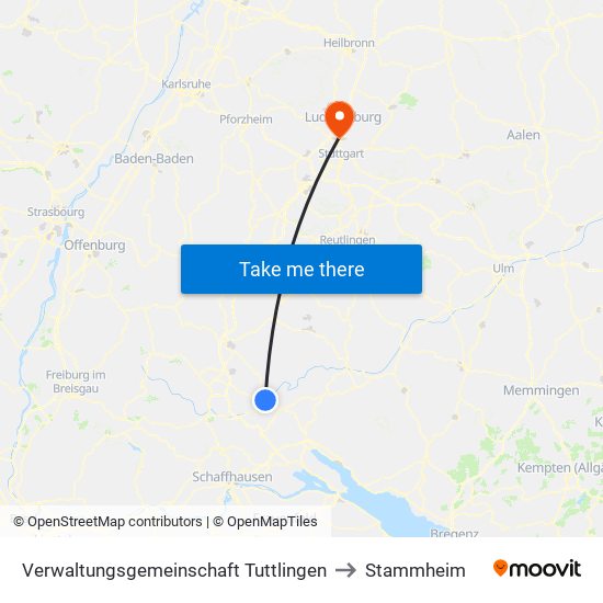 Verwaltungsgemeinschaft Tuttlingen to Stammheim map