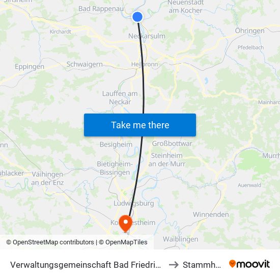 Verwaltungsgemeinschaft Bad Friedrichshall to Stammheim map