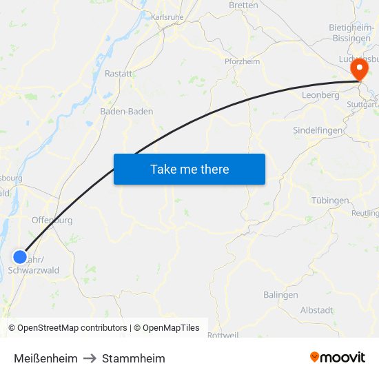 Meißenheim to Stammheim map