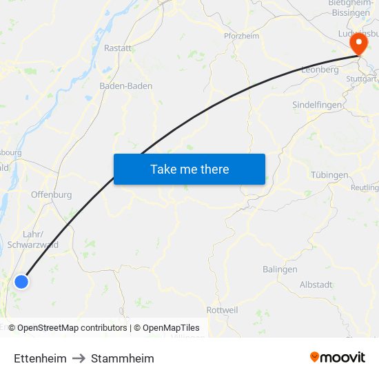 Ettenheim to Stammheim map