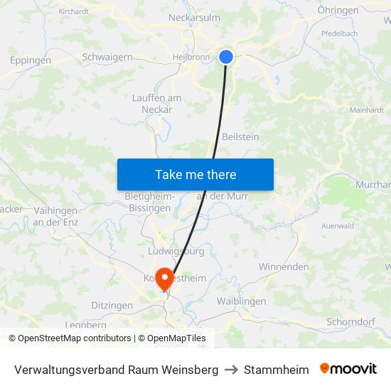Verwaltungsverband Raum Weinsberg to Stammheim map