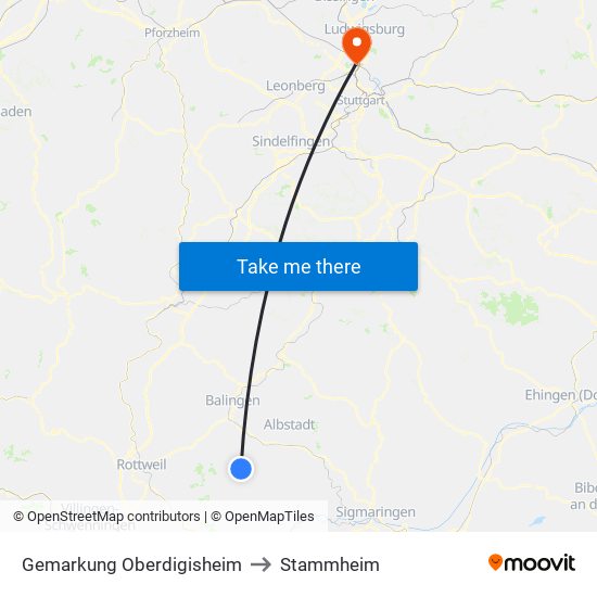 Gemarkung Oberdigisheim to Stammheim map