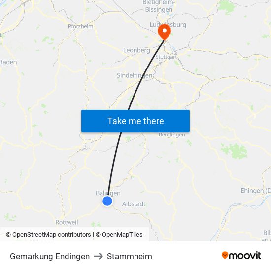 Gemarkung Endingen to Stammheim map