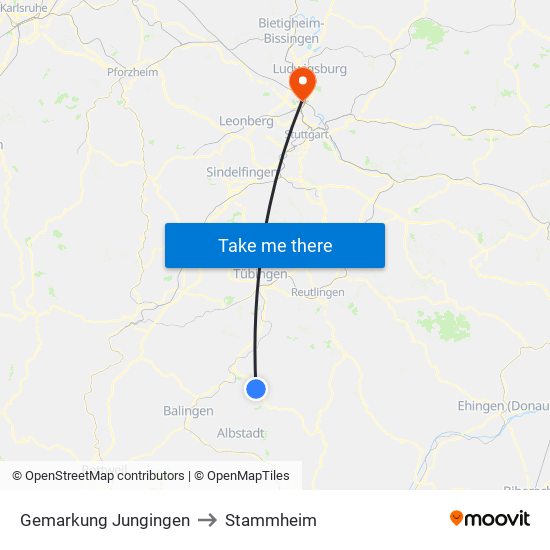 Gemarkung Jungingen to Stammheim map