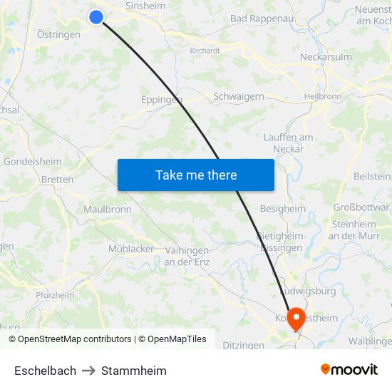 Eschelbach to Stammheim map