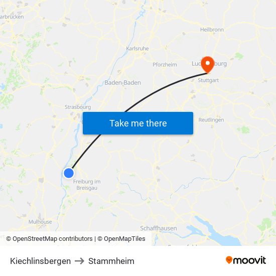 Kiechlinsbergen to Stammheim map