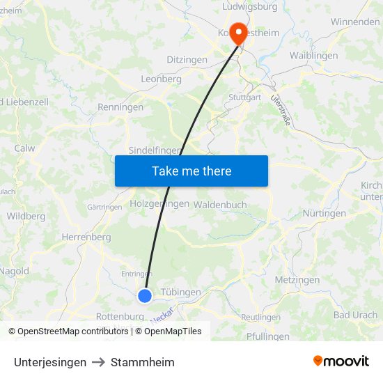 Unterjesingen to Stammheim map