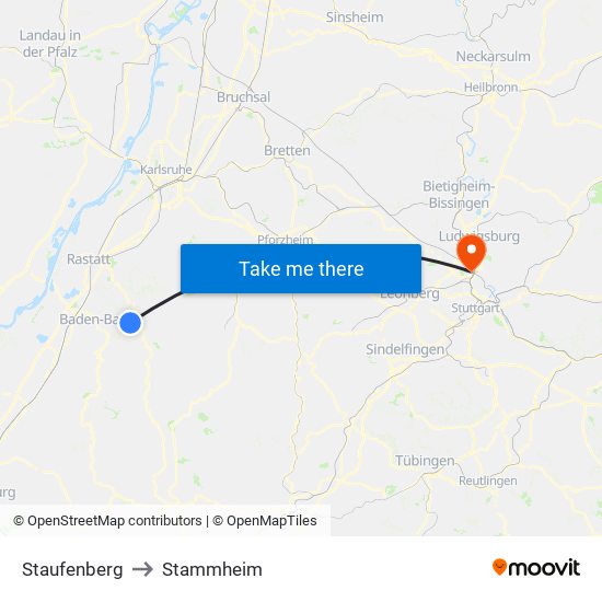 Staufenberg to Stammheim map