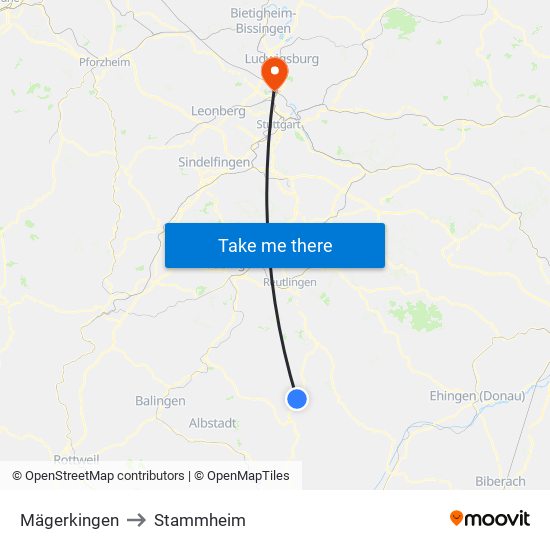 Mägerkingen to Stammheim map