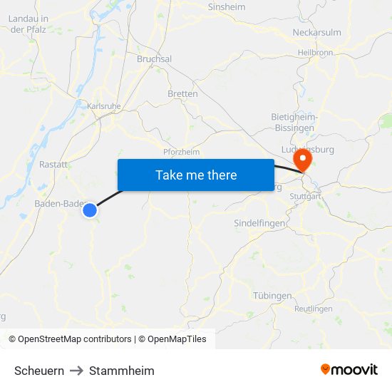 Scheuern to Stammheim map