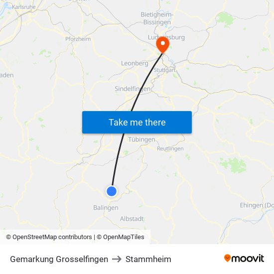 Gemarkung Grosselfingen to Stammheim map