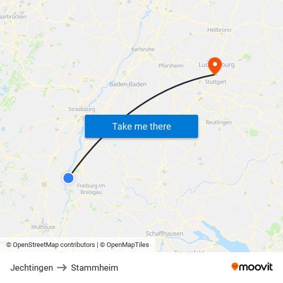 Jechtingen to Stammheim map