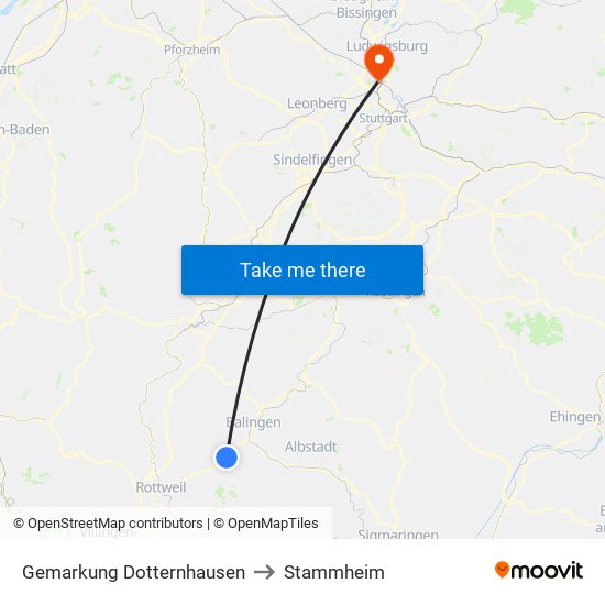 Gemarkung Dotternhausen to Stammheim map