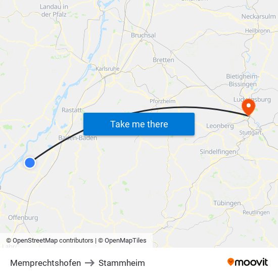 Memprechtshofen to Stammheim map