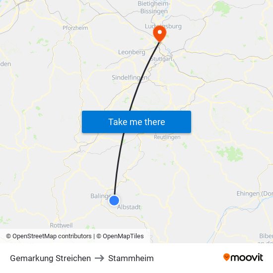 Gemarkung Streichen to Stammheim map