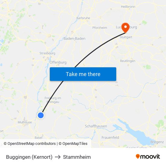 Buggingen (Kernort) to Stammheim map