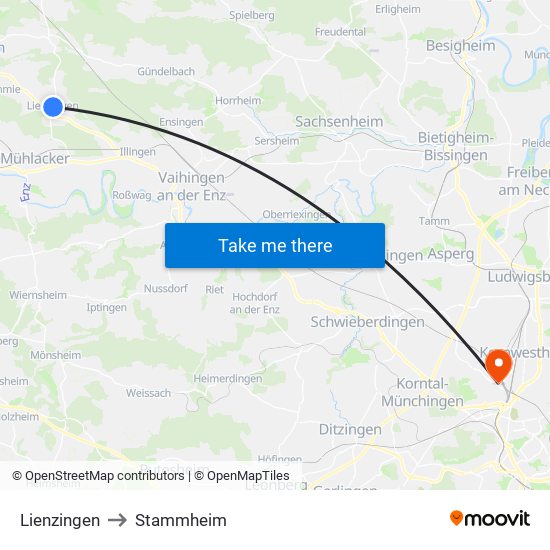 Lienzingen to Stammheim map