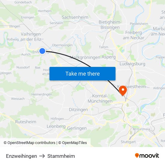 Enzweihingen to Stammheim map