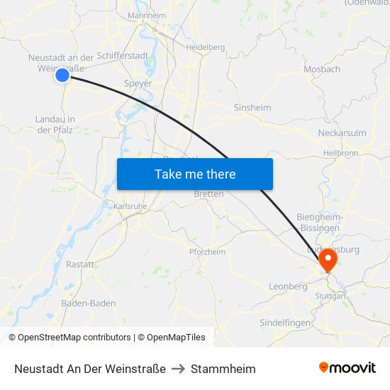 Neustadt An Der Weinstraße to Stammheim map