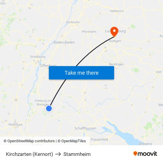 Kirchzarten (Kernort) to Stammheim map