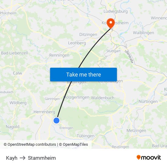 Kayh to Stammheim map
