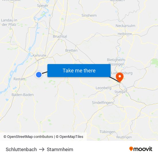 Schluttenbach to Stammheim map