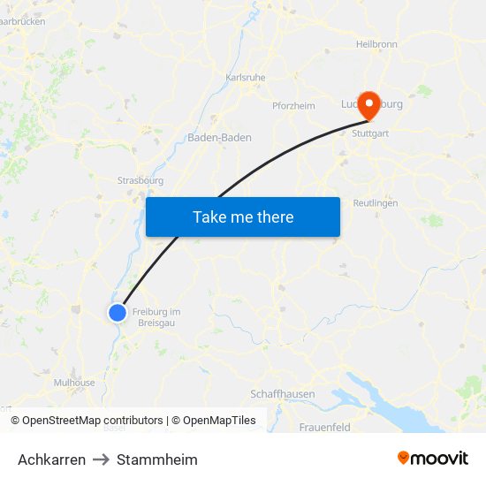 Achkarren to Stammheim map