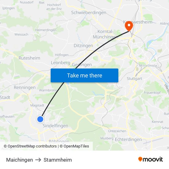 Maichingen to Stammheim map