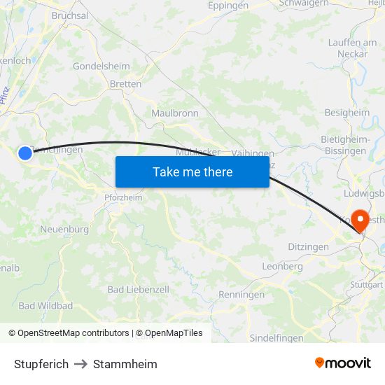 Stupferich to Stammheim map