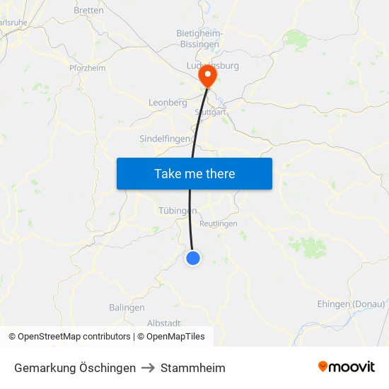 Gemarkung Öschingen to Stammheim map