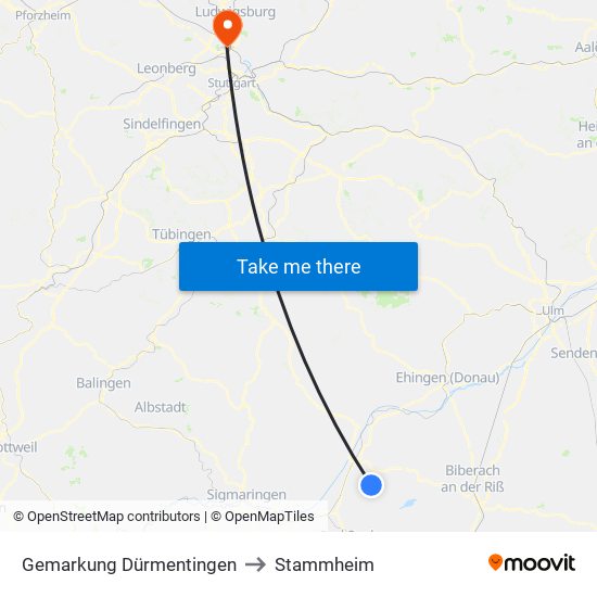 Gemarkung Dürmentingen to Stammheim map