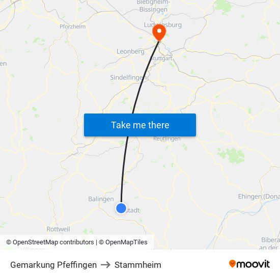 Gemarkung Pfeffingen to Stammheim map