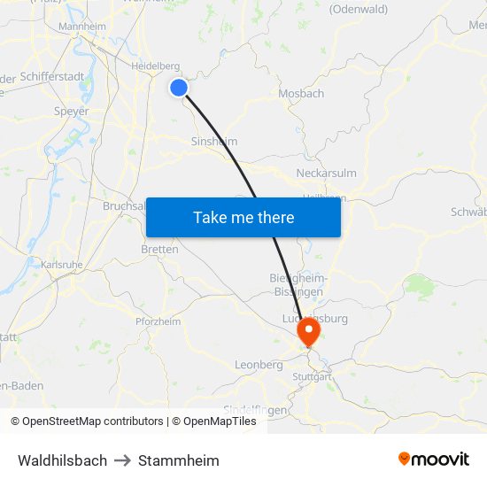 Waldhilsbach to Stammheim map