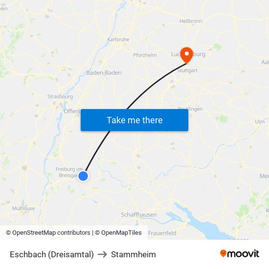 Eschbach (Dreisamtal) to Stammheim map