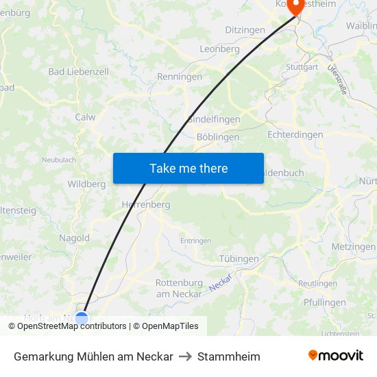 Gemarkung Mühlen am Neckar to Stammheim map