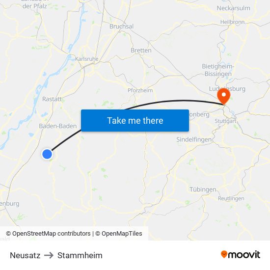Neusatz to Stammheim map