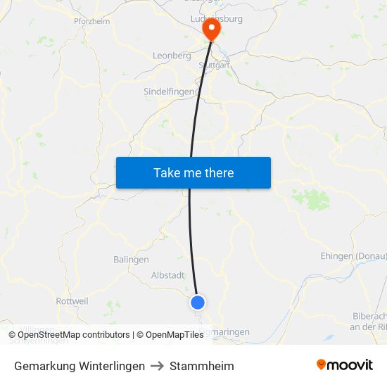 Gemarkung Winterlingen to Stammheim map