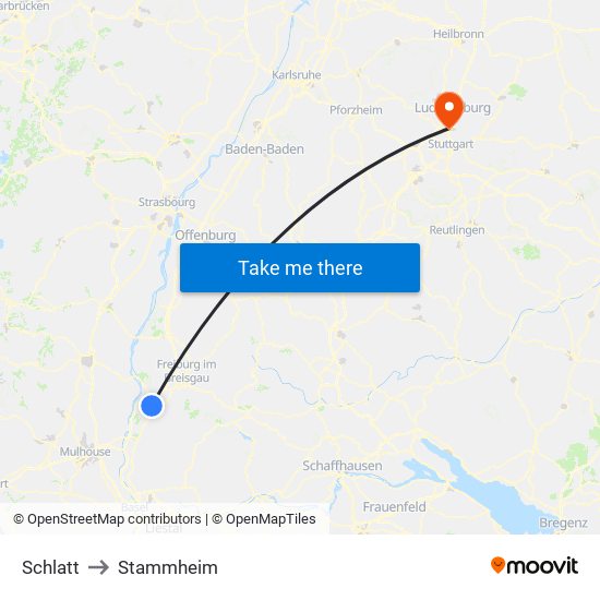 Schlatt to Stammheim map