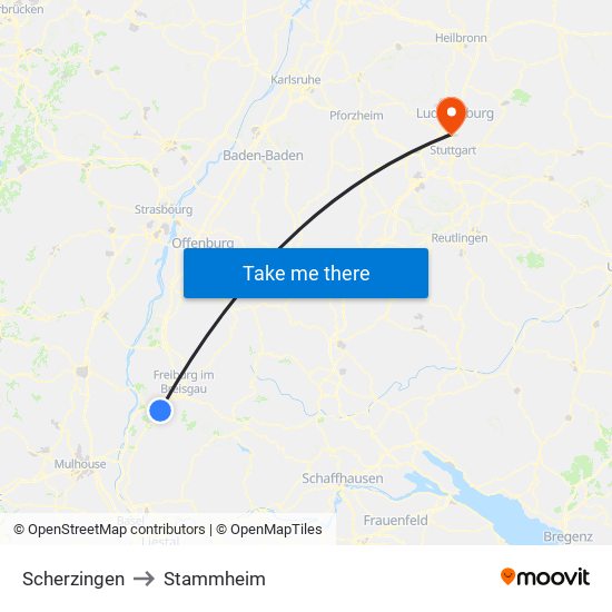 Scherzingen to Stammheim map