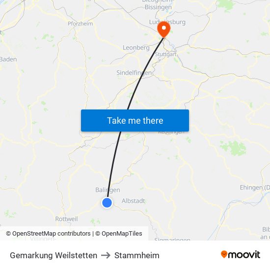 Gemarkung Weilstetten to Stammheim map
