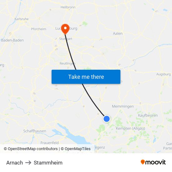 Arnach to Stammheim map