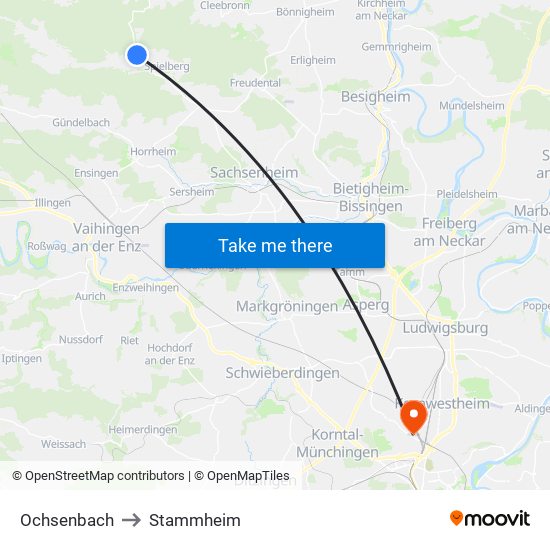 Ochsenbach to Stammheim map