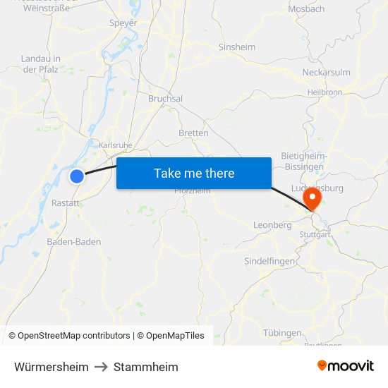 Würmersheim to Stammheim map